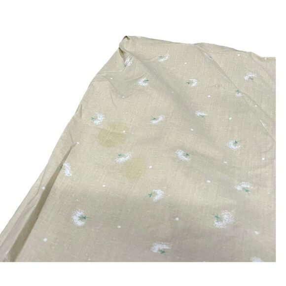 Vintage 1970s Pansy Tan Floral Set Twin 2 Pillowcases Fitted Flat Sheet Pansies - Picture 16 of 16